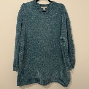 Woman Within Chenille Cozy Textured Knit Sweater Teal Blue Size 18/20 L